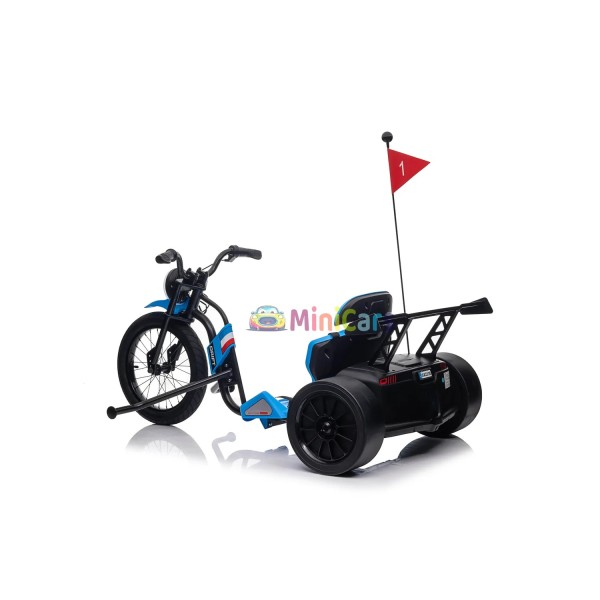 Triciclo eléctrico 24V 2x120W drift seguro con cinturón | Minicars.fr