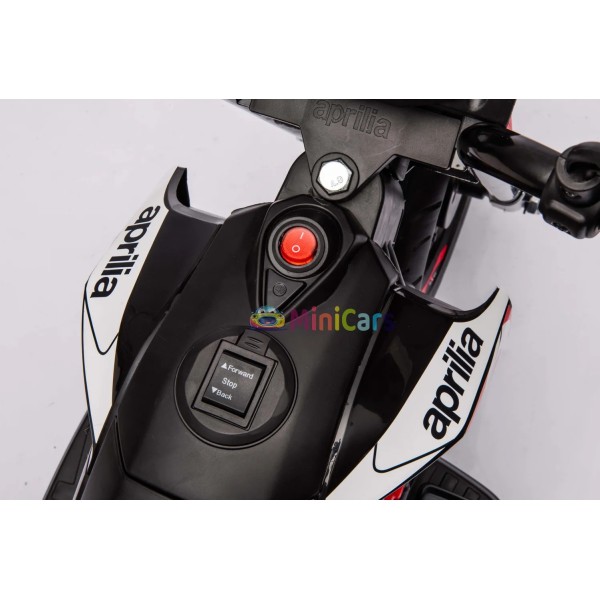 Moto électrique Aprilia Dorsoduro 12V - Luxe & sécurité pour petits pilotes