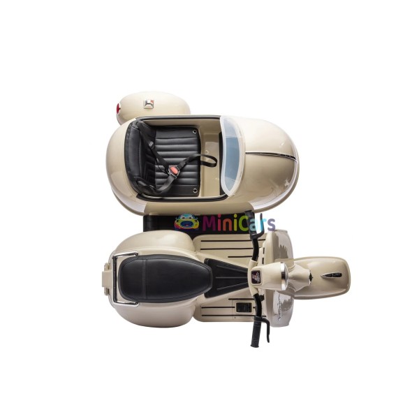 Elektrischer Vespa Roller 12V 2x35W mit Seitenwagen für Kinder