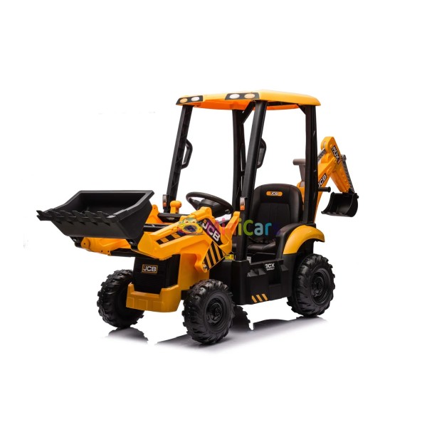 Pelleteuse électrique enfant JCB 4 en 1 2x30W télécommande | Minicars.fr