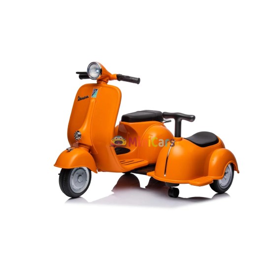 Elektrische Vespa Kind 6V met Zijspan & Motobremse | Minicars.fr