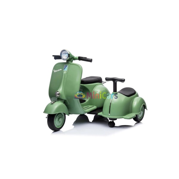 Elektrische Vespa Kind 6V met Zijspan & Motobremse | Minicars.fr
