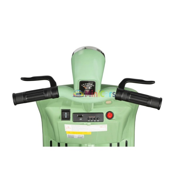 Elektrische Vespa Kind 6V met Zijspan & Motobremse | Minicars.fr